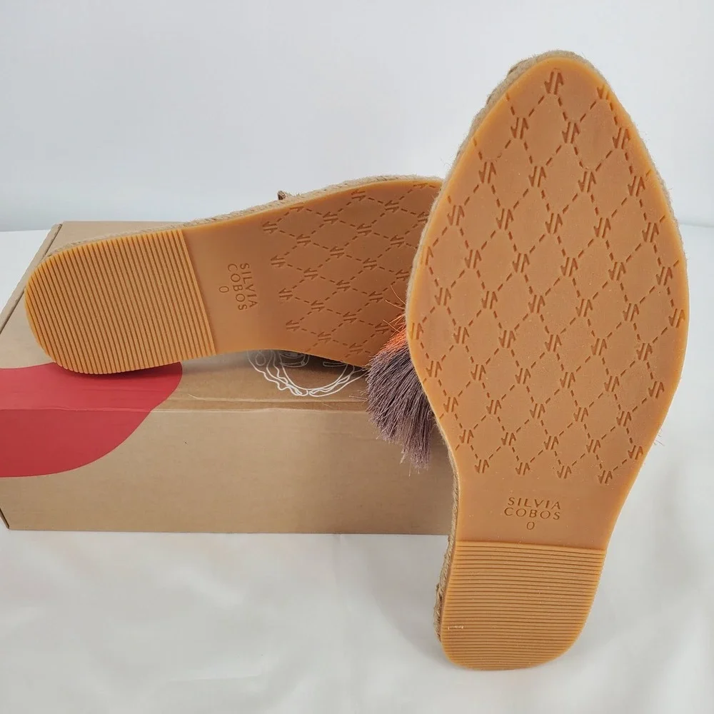 Silvia Cobos Sunrise Mule Camel Espadrille Tassel Slides Size 10 VDL-221-SUN-CAM